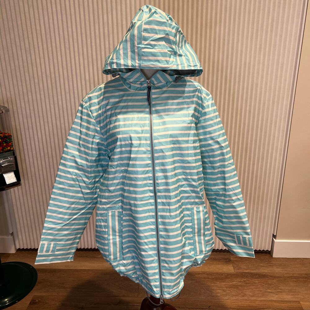 CHARLES RIVER APPAREL Women's New Englander Printed Rain Jacket Size 2XL In Aqua